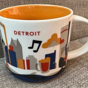 Starbucks Detroit Skyline Mug with Orange Interior
